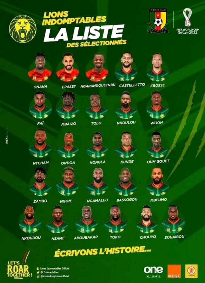 Cameroun Coupe Du Monde Voici La Liste Des 26 Joueurs Des Lions Cameroun Coupe Du Monde Voici La Liste Des 26 Joueurs Des Lions